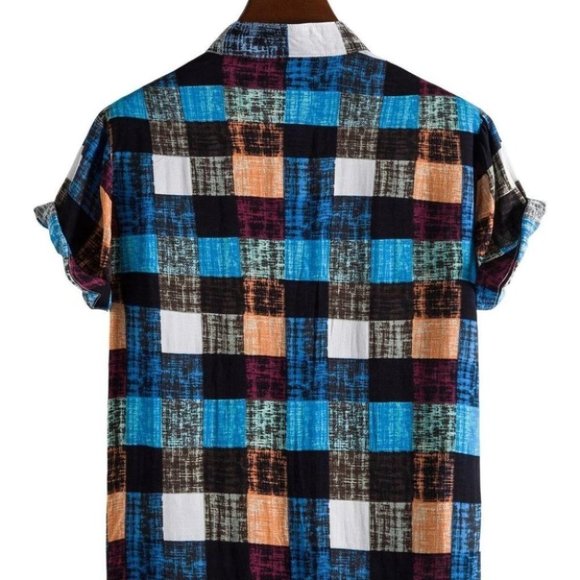 Multicolor Men's Plaid Print Shirt Casual - Picture 3 of 6